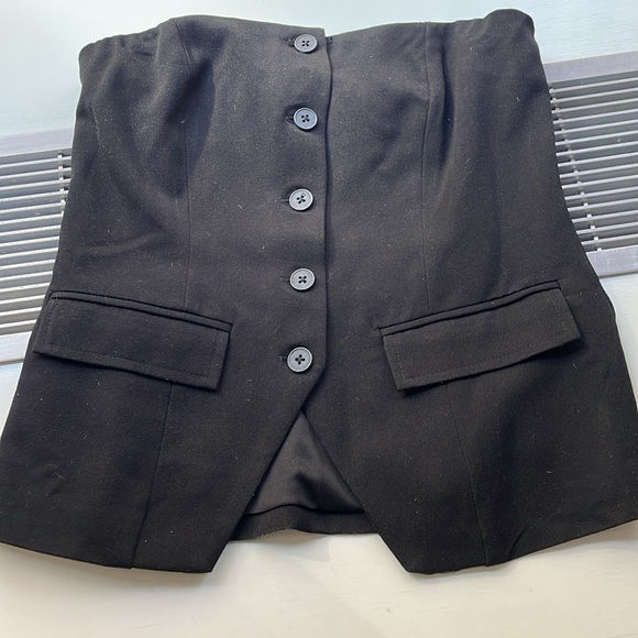 Wayf Black Strapless Button-Down Corset Top NWOT - Picture 6 of 12